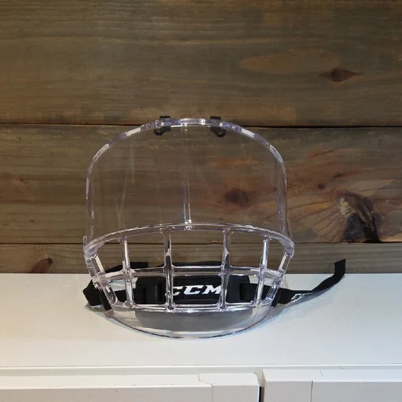 CCM Transparent Hockey Visor with Black Strap - Picture 1 of 9